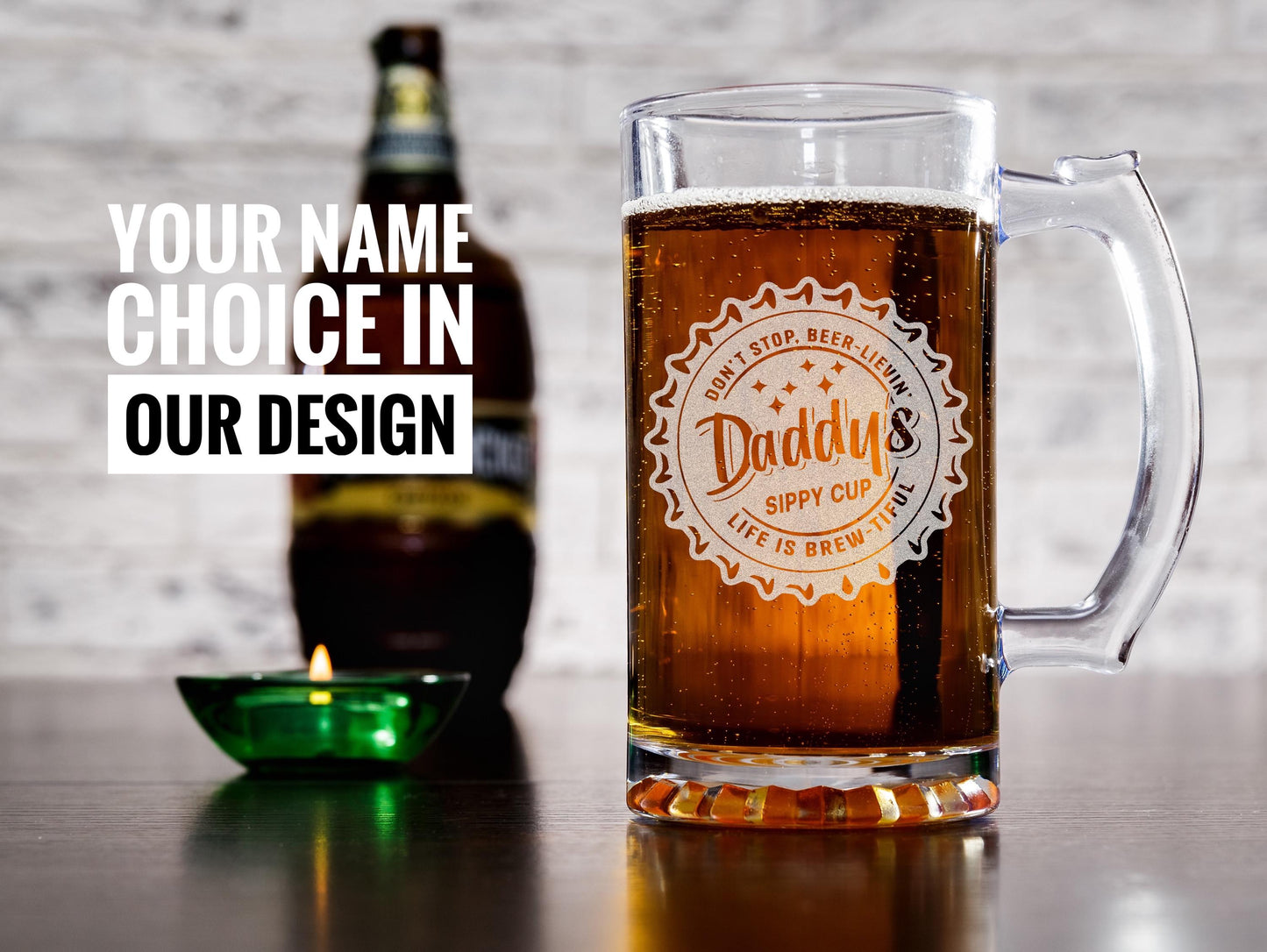 Fathers Day Gift for Dad, Personalized Engraved Gift, Dad Gift, Custom 25oz Glass Mug, Dad Sippy Cup