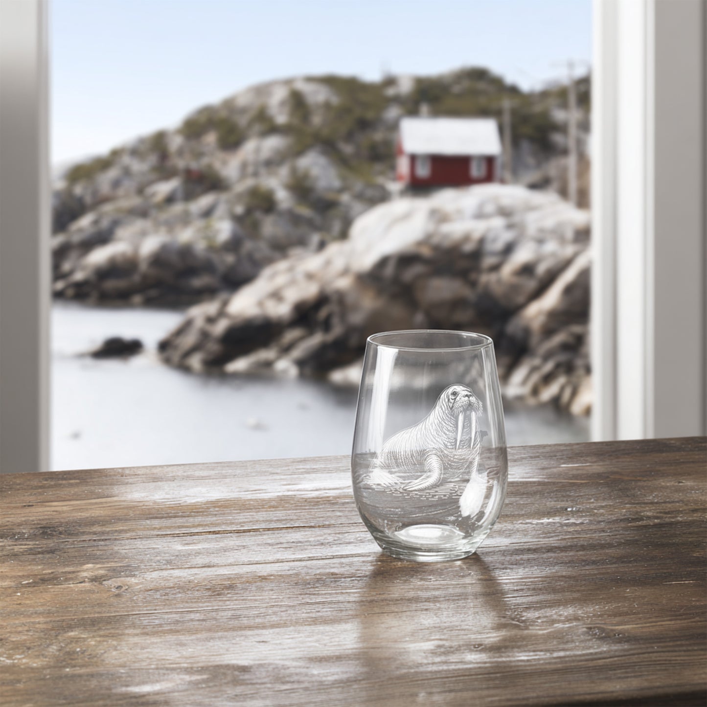 Walrus Drinkware | Personalized Arctic Wildlife Gift, Whiskey Wine Beer Glass for Ocean Lover Alaska Souvenir