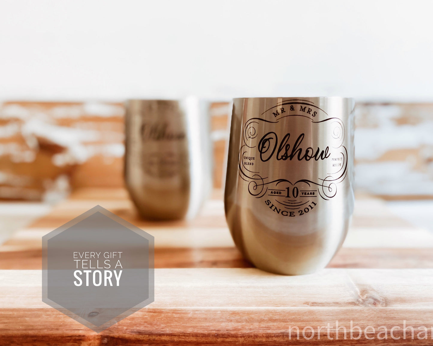 Anniversary Gift For Couples, Personalized Stainless Steel Wine Tumbler Set, Tin Anniversary gift, 10th Anniversary Gift