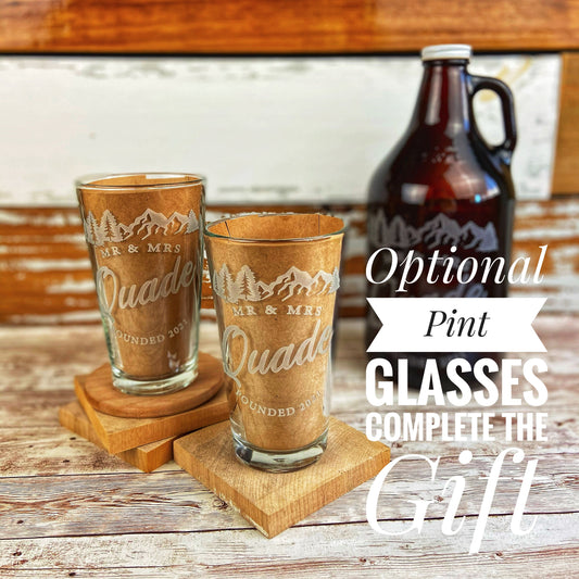Wedding Gift Growler, Couples Growler, Anniversary Gift Glass, Personalized Wedding Gift, Valentines Gift, Personalized Beer Growler