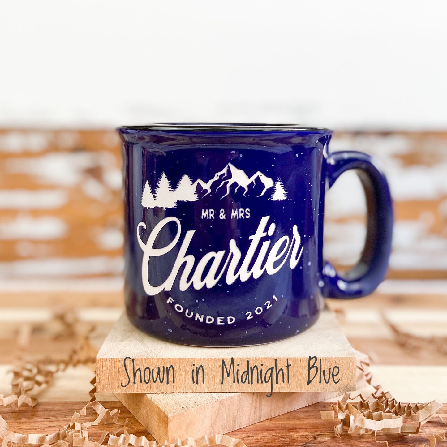 Wedding Gift Lodge Mugs, Ceramic Couples Camp Mugs, Anniversary Gift Lodge Mug Set, Personalized Wedding Gift