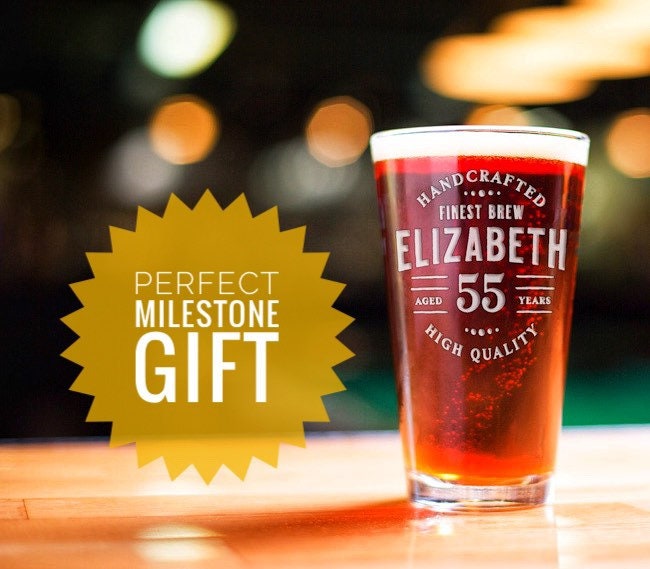 55th Birthday, 55 Years Old, 55th Birthday Pint Glass, Birthday Gift for Him, 1966 Birthday Gift, Personalized Birthday Gift