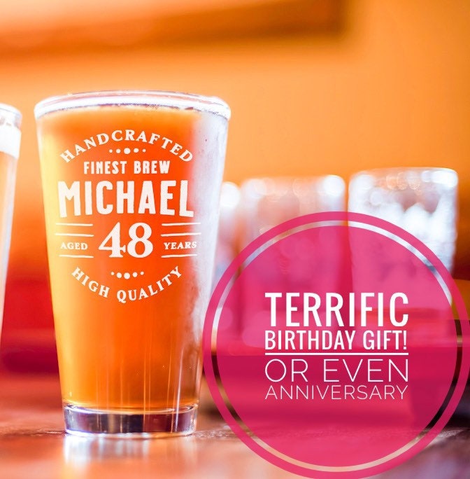 48th Birthday, 48 Years Old, 48th Birthday Pint Glass, Birthday Gift for Him, Husband Birthday, 1973 Birthday Gift, Personalized Birthday