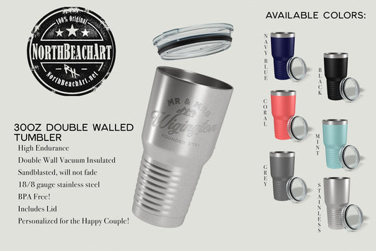 Couples Wedding Tumbler Gift, 10th Anniversary Gift, Mr Mrs Gift, Anniversary Gift