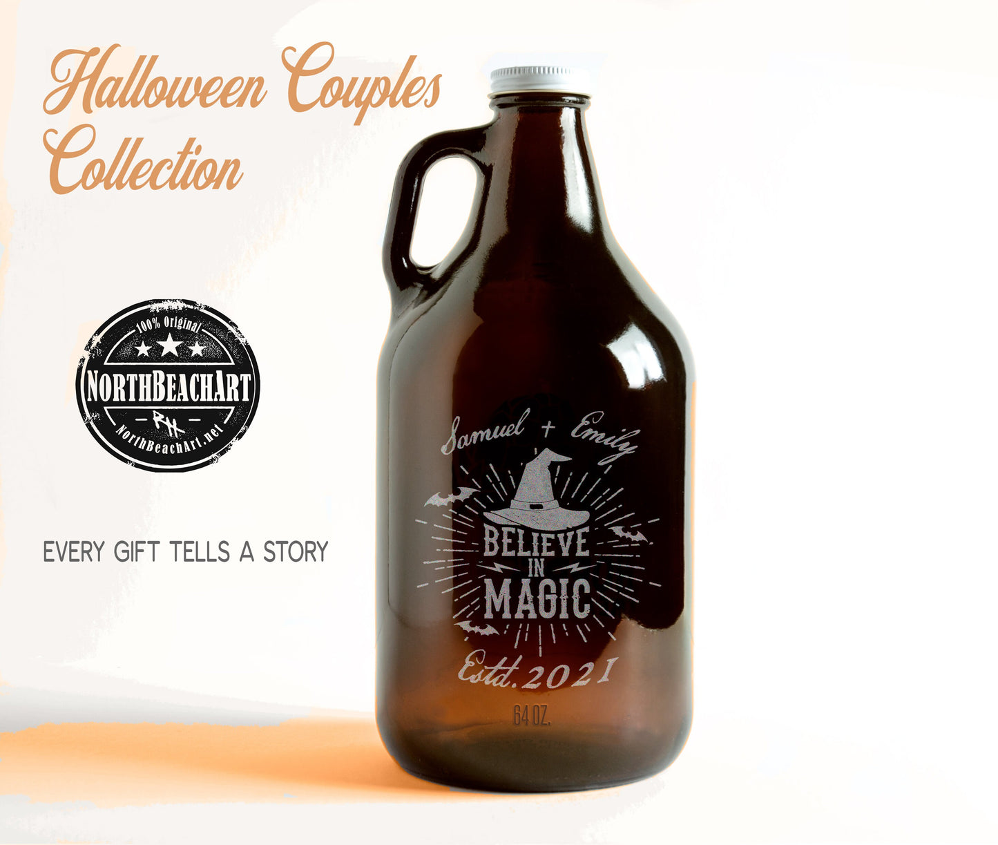 Halloween Wedding Couples Gift, Mr Mrs Halloween Gift, Personalized Halloween Growler