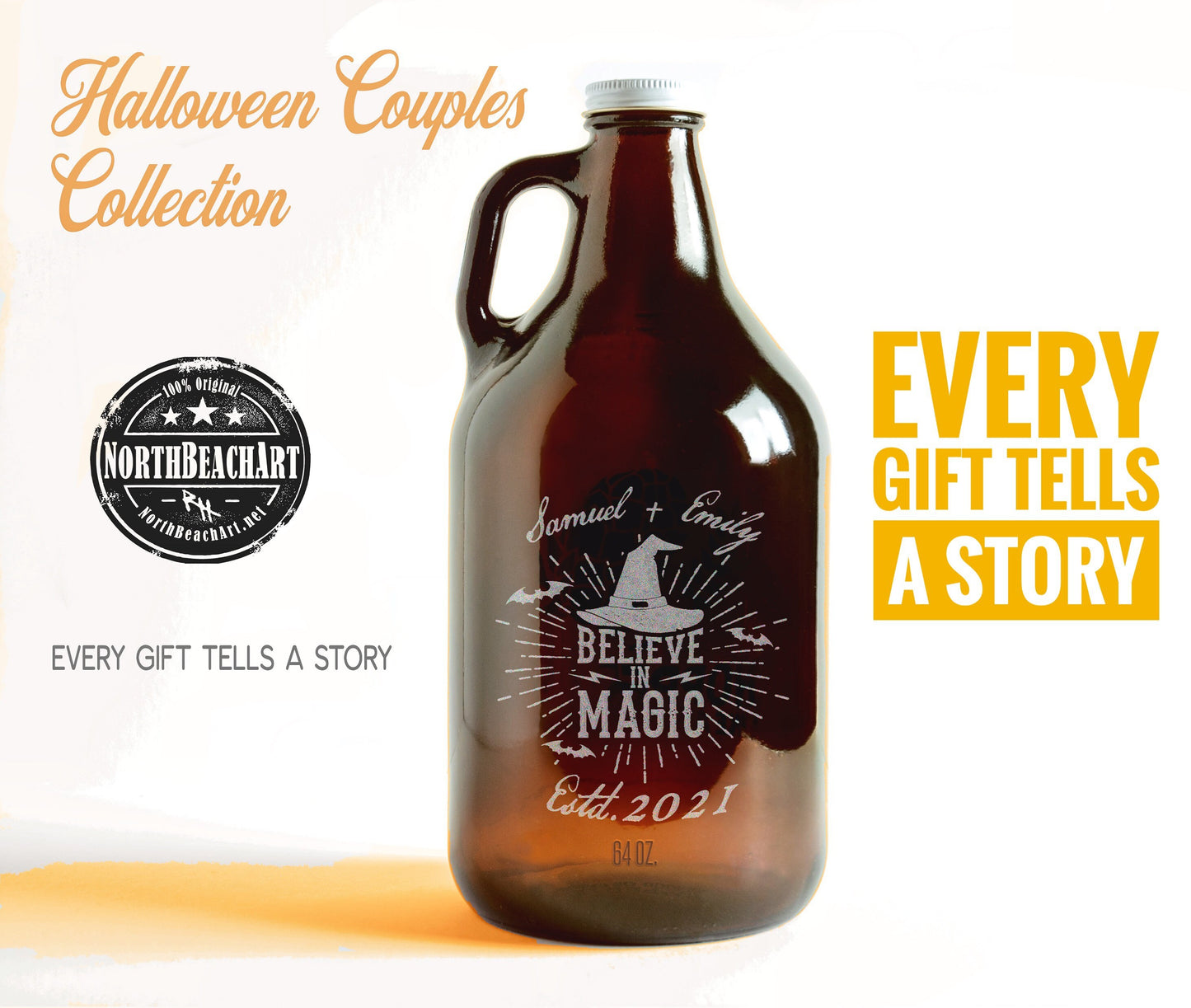 Halloween Wedding Couples Gift, Mr Mrs Halloween Gift, Personalized Halloween Growler