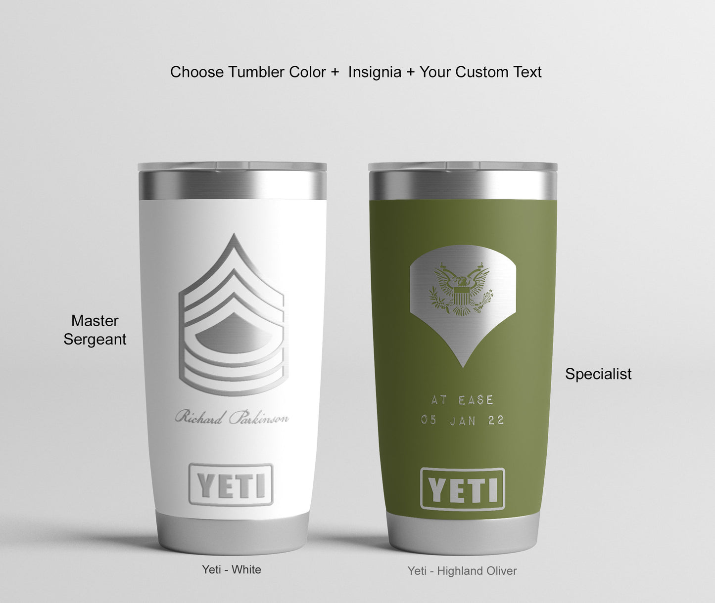 Army Retirement Gift, Military Veteran Gift, Army Promotion Gift, Personalized Army Rank Insignia Tumbler