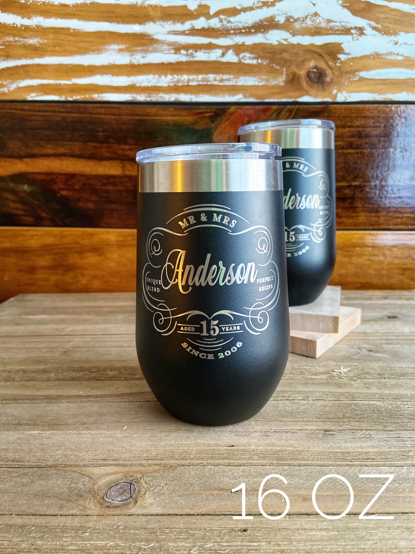 Anniversary Gift For Couples, Personalized Stainless Steel Wine Tumbler Set, Tin Anniversary gift, 10th Anniversary Gift