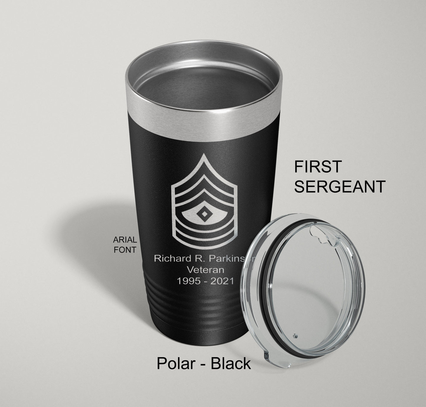 Army Retirement Gift, Military Veteran Gift, Army Promotion Gift, Personalized Army Rank Insignia Tumbler