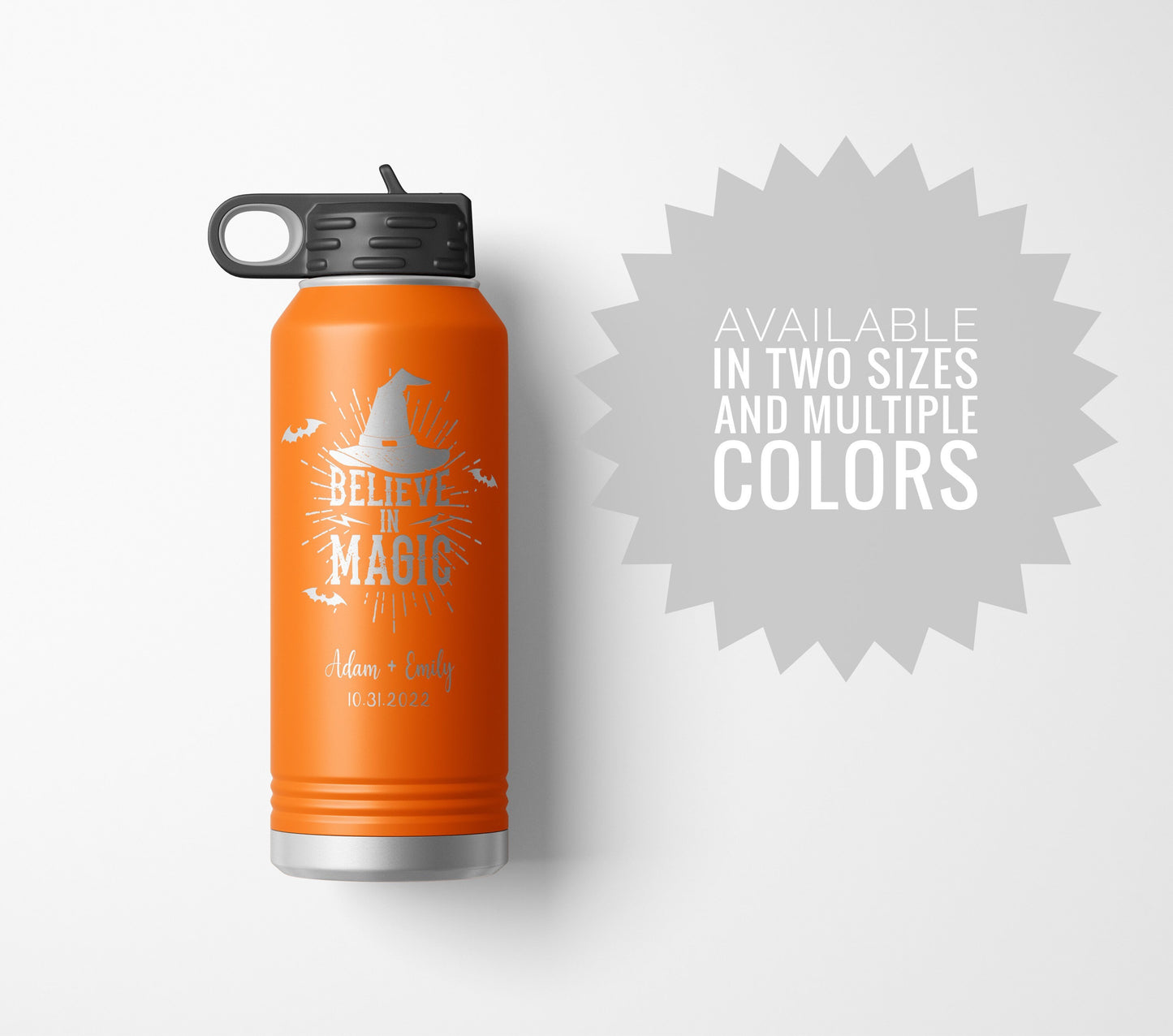 Halloween Wedding Gift, Halloween Wedding, Halloween Anniversary, Halloween Couples Personalized Water Bottle