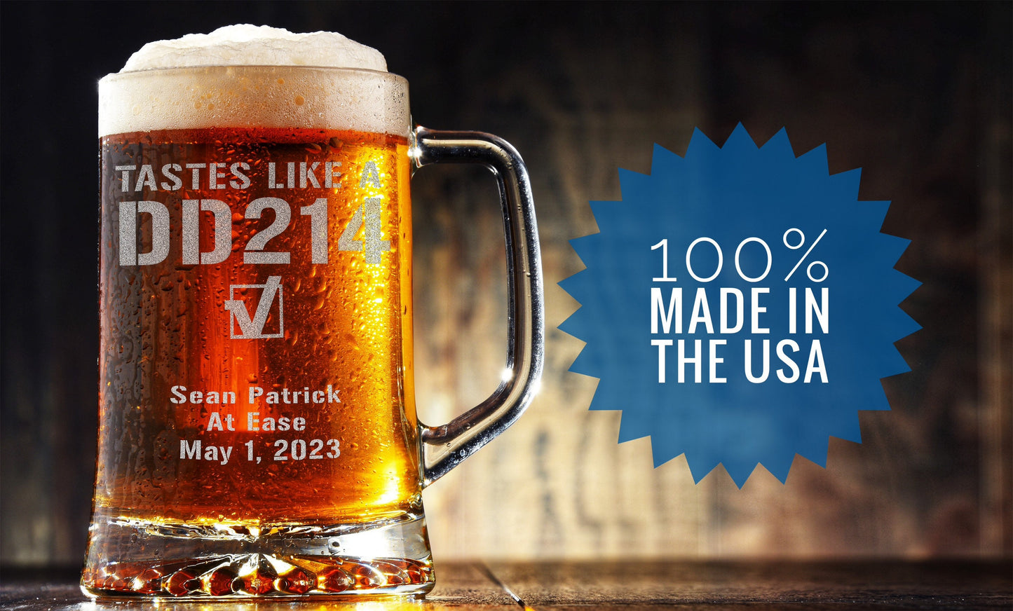 Military Retirement Gift, Military Veteran Gift, DD214 Gift, Personalized Veteran Glass 25oz Mug,