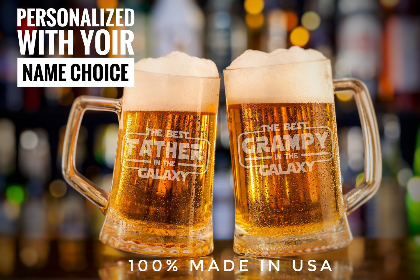 Gift for Dad, Personalized Glass Made in USA, Dad Gift, Father’s Day Mug, Star Wars Dad Grandpa