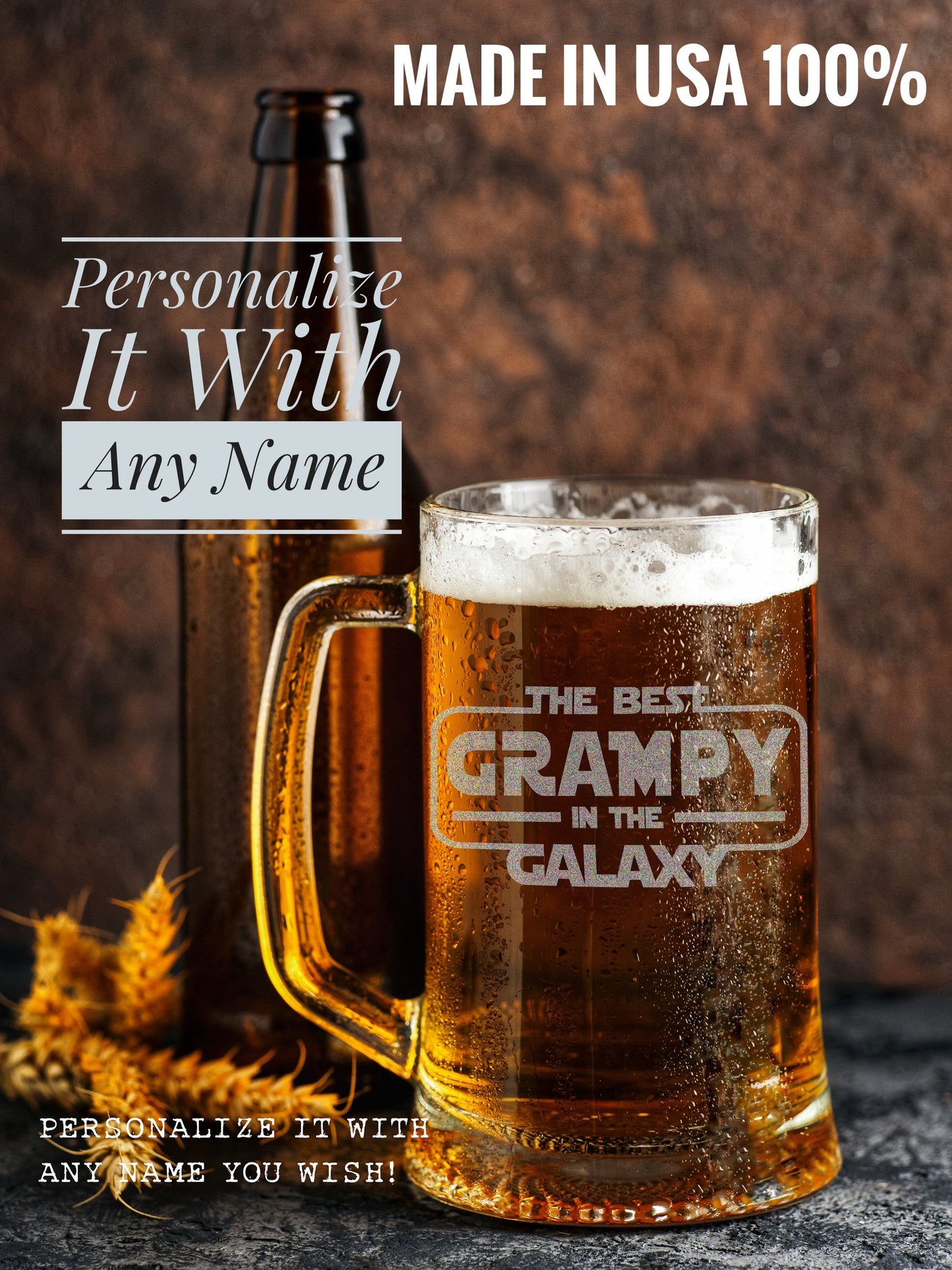 Gift for Dad, Personalized Glass Made in USA, Dad Gift, Father’s Day Mug, Star Wars Dad Grandpa