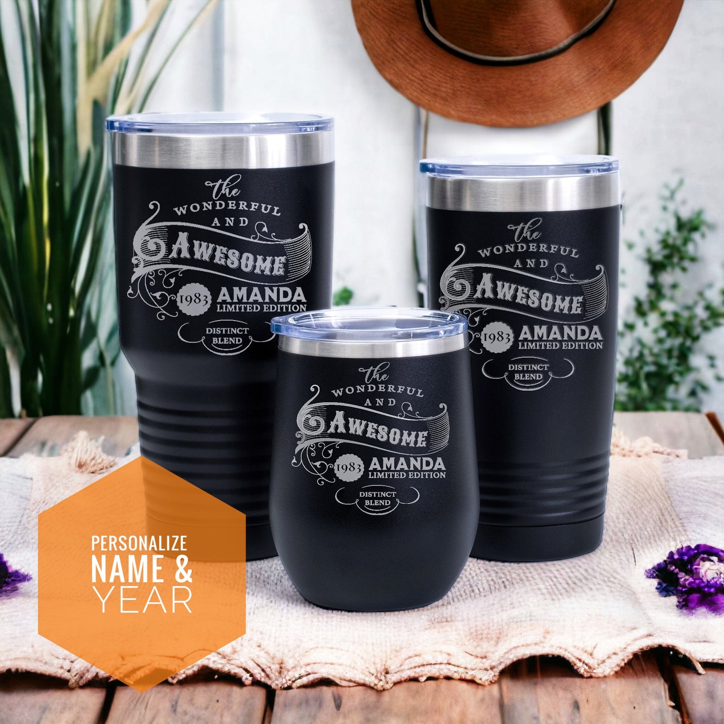 1973 1983 1963 Birthday Gift, 50th Birthday Gift for Her, Established Birthday, Custom Year Tumbler, 40th birthday