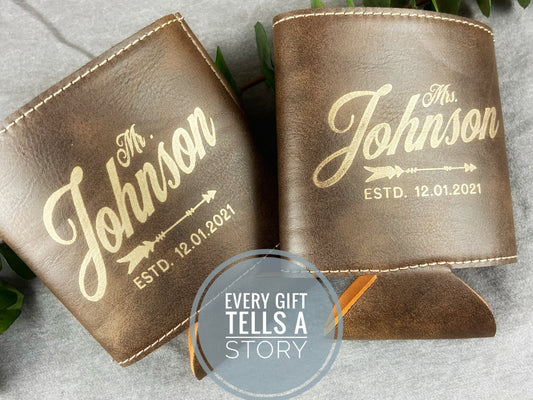 Rustic Can Sleeves, Perfect Leather Aniversary