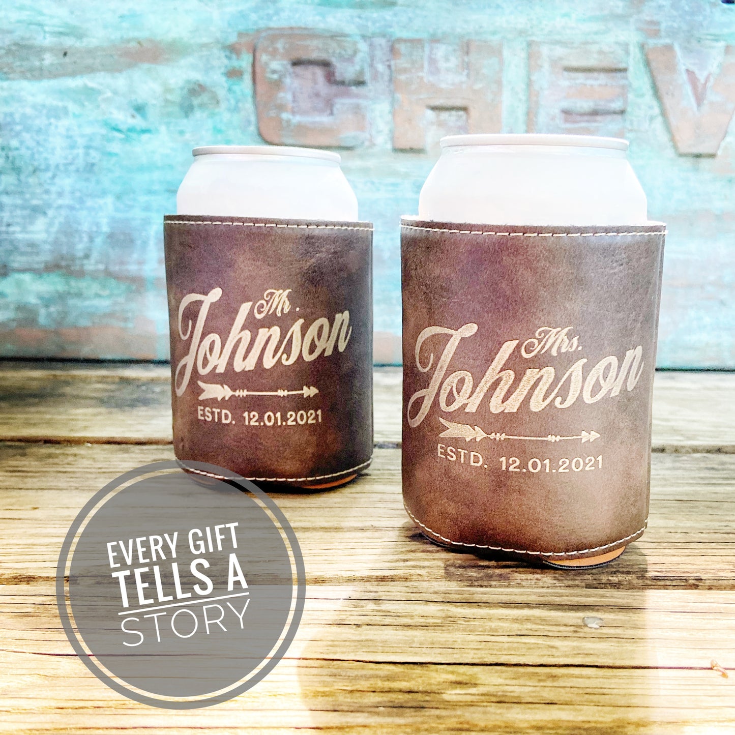 Rustic Can Sleeves, Perfect Leather Aniversary