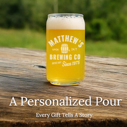 Personalized Beer Can Glass, Birthday, Sandblasted Custom Barware,  Fathers Day, Corporate, Dad, For Him, Custom Groomsmen Gift,