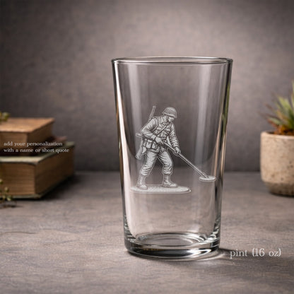 Toy Soldier Minesweeper Glass | Personalized Military Gift - Engraved Whiskey Wine Beer Drinkware
