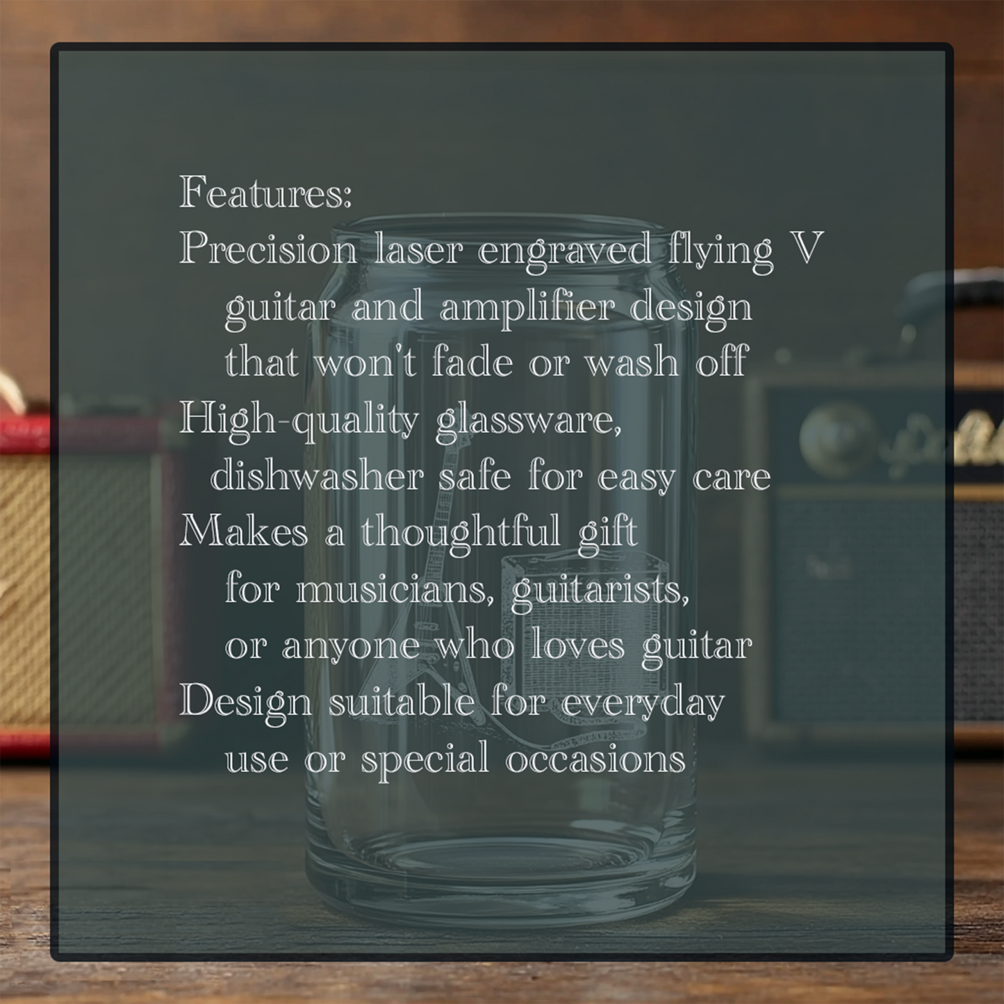Guitar Musician Flying-V Glasses | Engraved Wine, Whiskey, Beer & Tea Glassware for Music Lovers