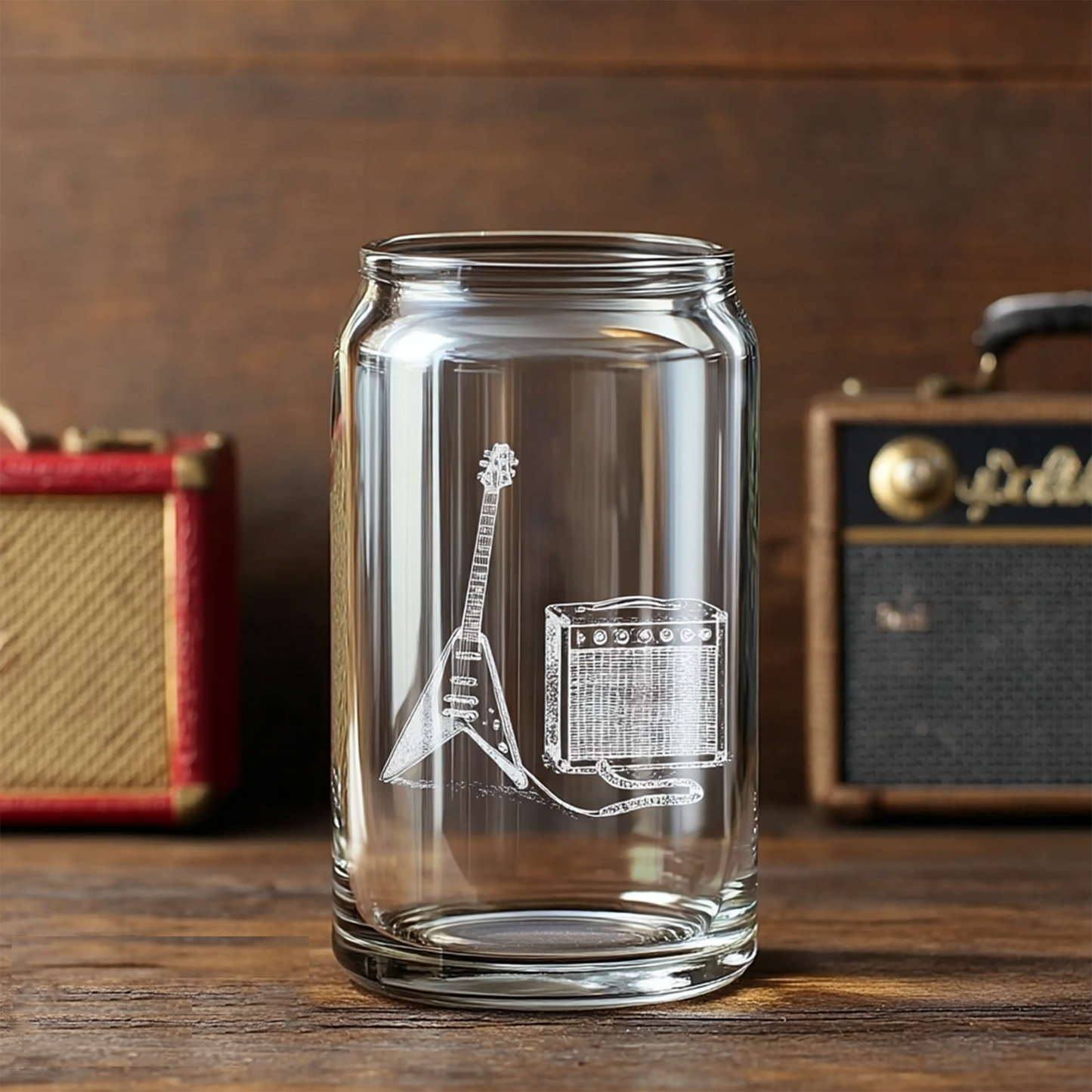 Guitar Musician Flying-V Glasses | Engraved Wine, Whiskey, Beer & Tea Glassware for Music Lovers