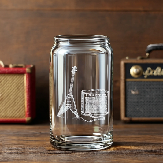 Guitar Musician Flying-V Glasses | Engraved Wine, Whiskey, Beer & Tea Glassware for Music Lovers