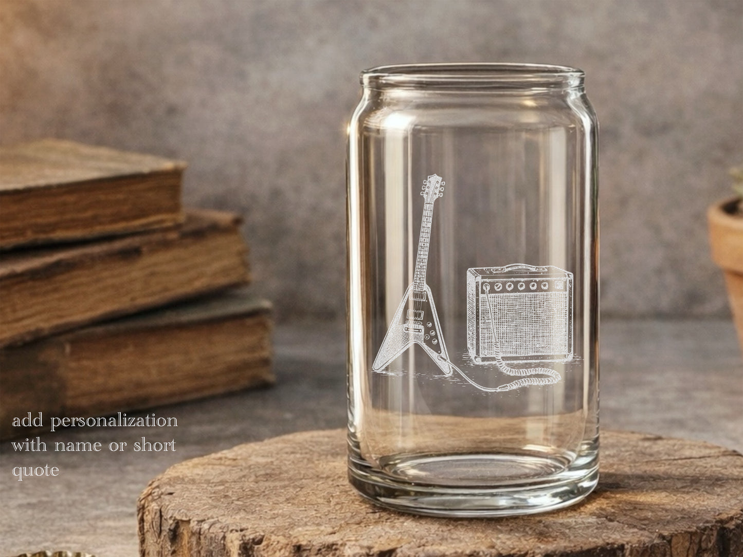 Guitar Musician Flying-V Glasses | Engraved Wine, Whiskey, Beer & Tea Glassware for Music Lovers