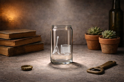 Guitar Musician Flying-V Glasses | Engraved Wine, Whiskey, Beer & Tea Glassware for Music Lovers