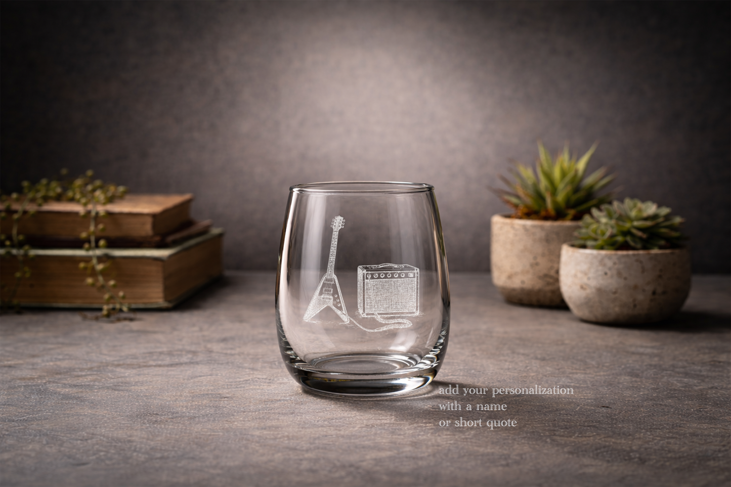 Guitar Musician Flying-V Glasses | Engraved Wine, Whiskey, Beer & Tea Glassware for Music Lovers