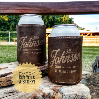 Rustic Can Sleeves, Perfect Leather Aniversary