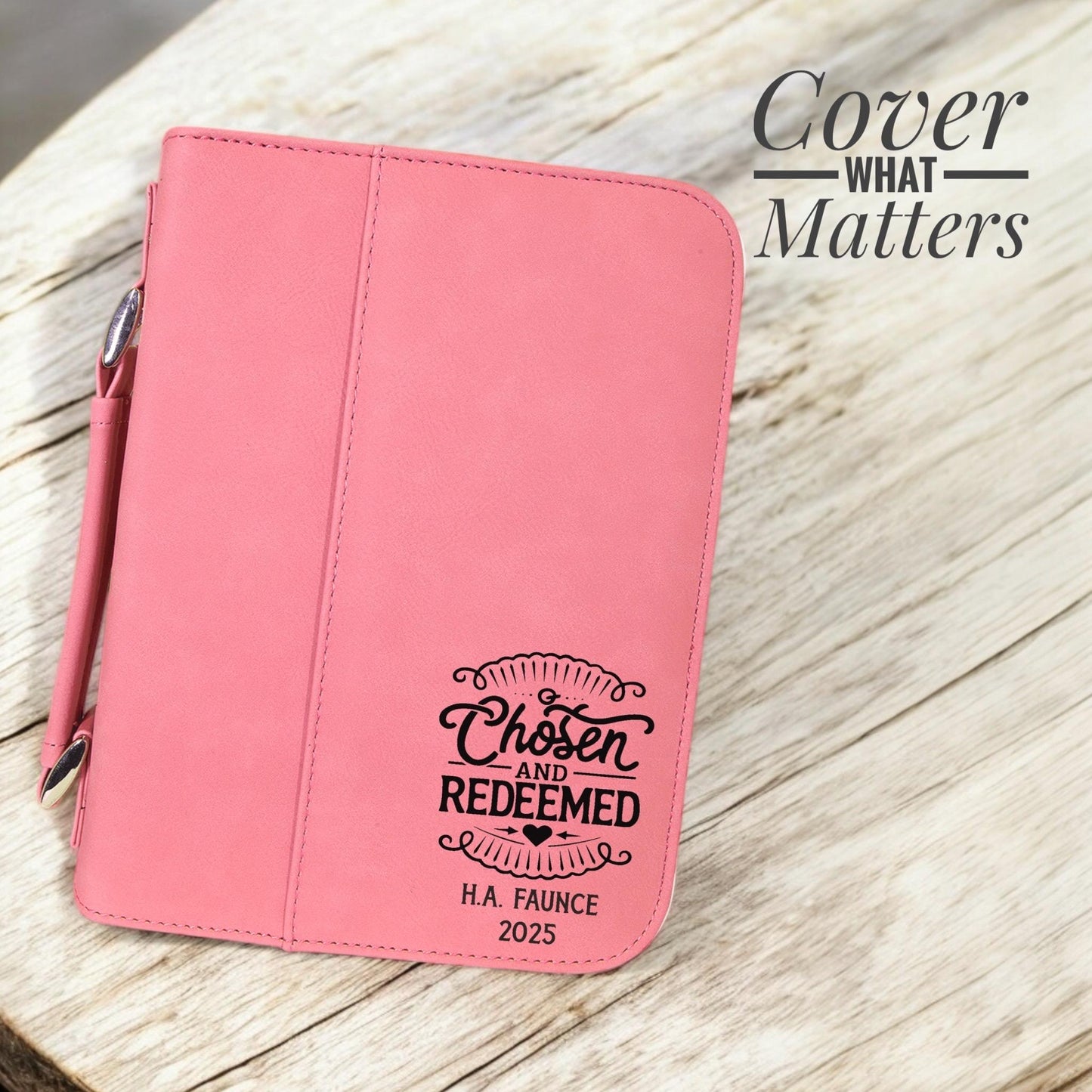 Personalized Vegan Leather Bible Cover: Engraved Faith Gift