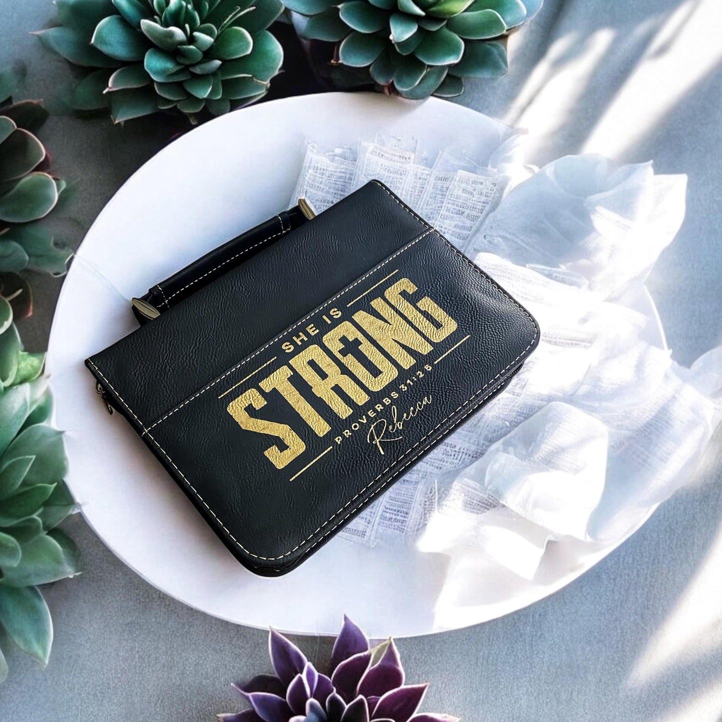 Personalized Vegan Leather Bible Cover: Engraved Faith Gift