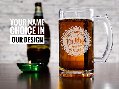 Fathers Day Gift for Dad, Personalized Engraved Gift, Dad Gift, Custom 25oz Glass Mug, Dad Sippy Cup