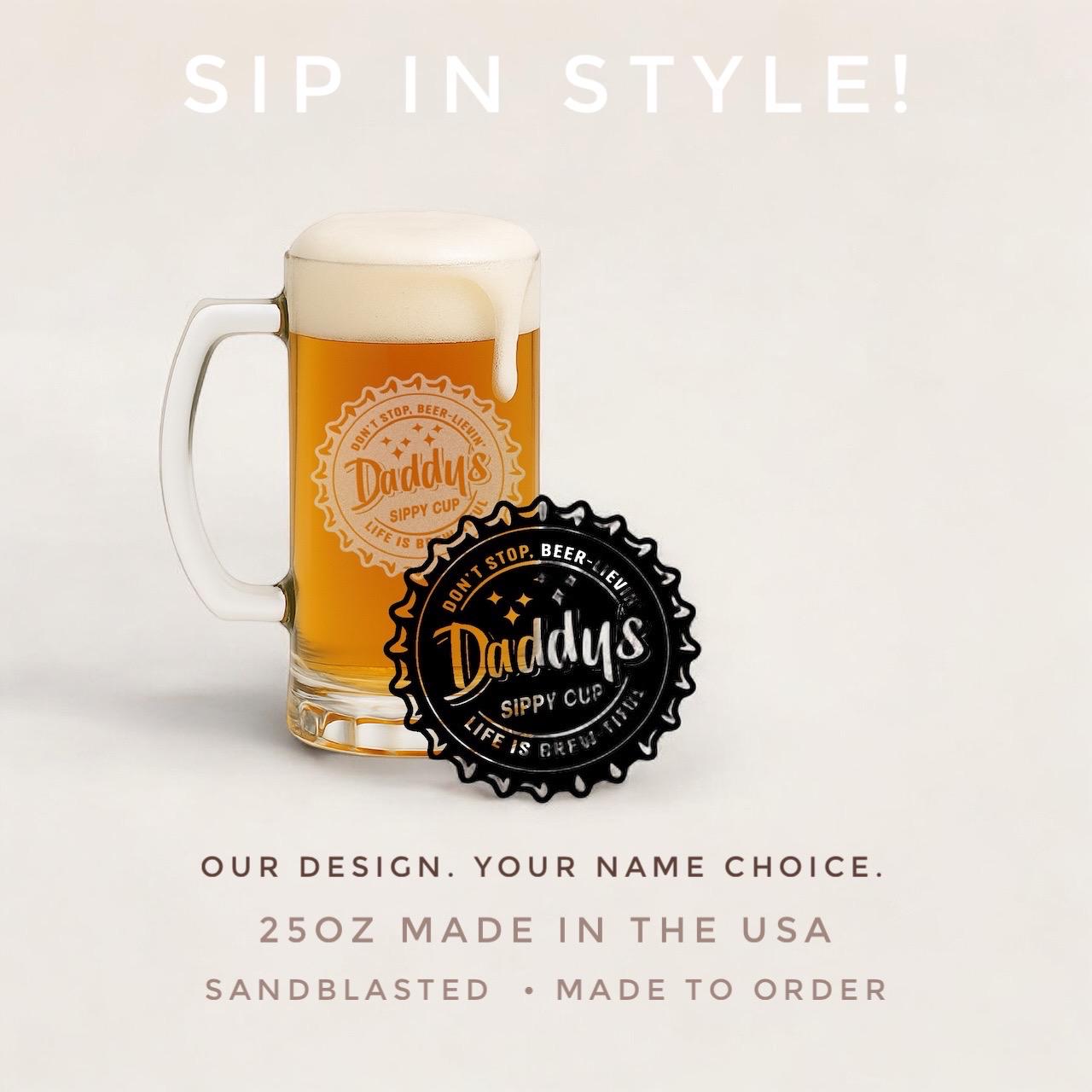 Fathers Day Gift for Dad, Personalized Engraved Gift, Dad Gift, Custom 25oz Glass Mug, Dad Sippy Cup