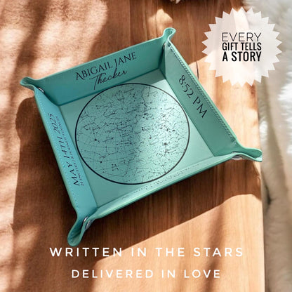 Personalized New Baby Stats Celestial Star Map Snap Tray gift, Newborn keepsake, Custom nursery decor, Engraved snap tray