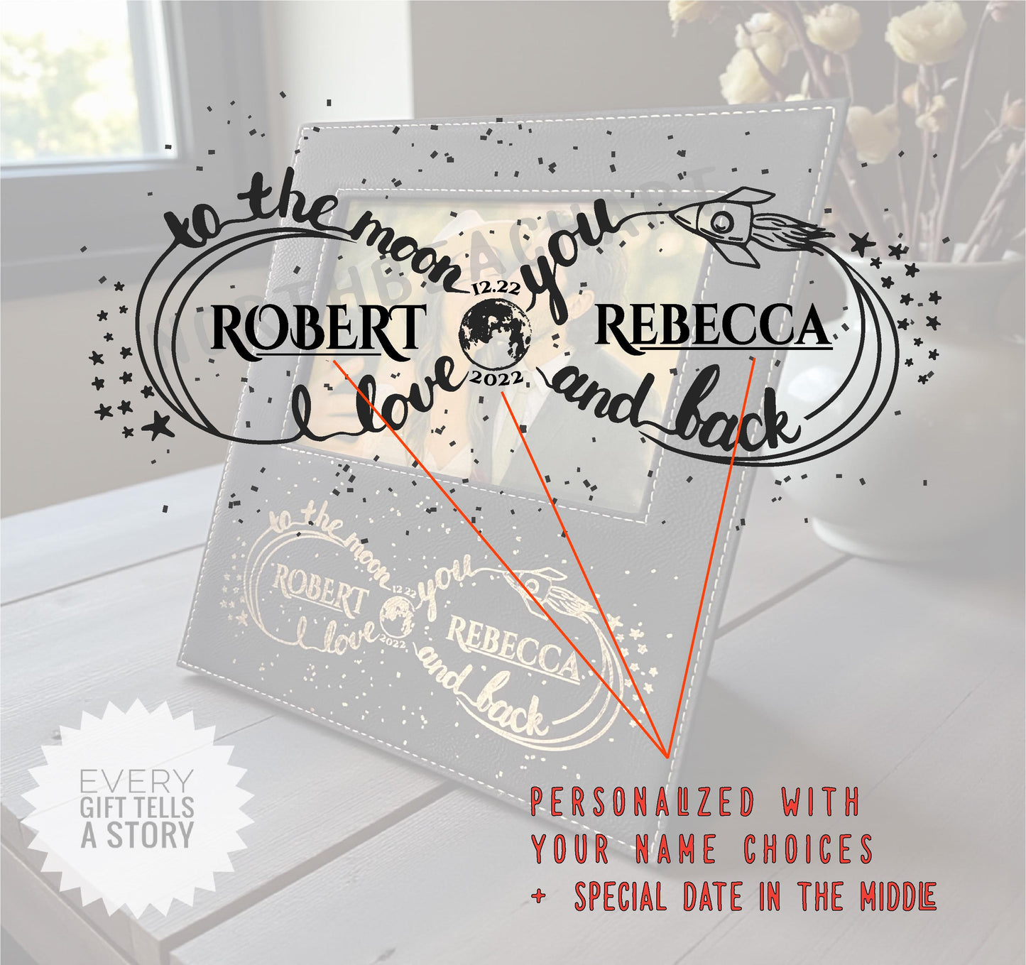 Personalized 3rd Anniversary Leather Gift, Couples Picture Frame, Custom Wedding Gift, Wedding gifts for couple, Engraved Photo Frame