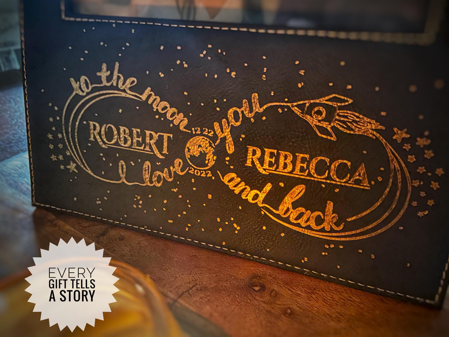 Personalized 3rd Anniversary Leather Gift, Couples Picture Frame, Custom Wedding Gift, Wedding gifts for couple, Engraved Photo Frame