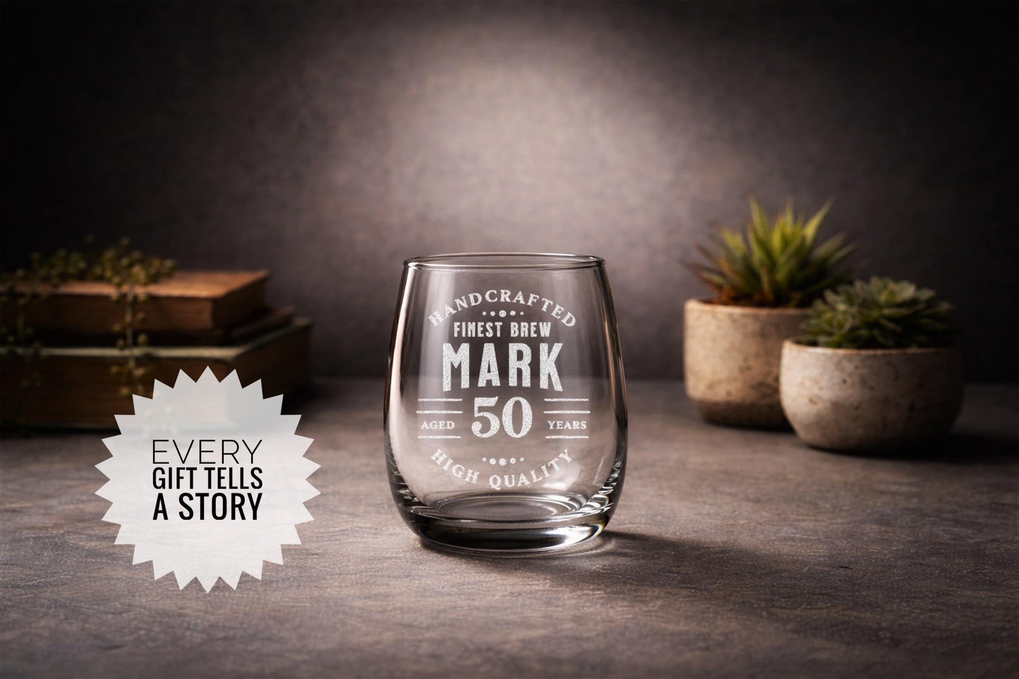 50th Birthday Personalized Glass Milestone Gift