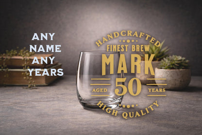 Milestone 50th Personalized Birthday Glass