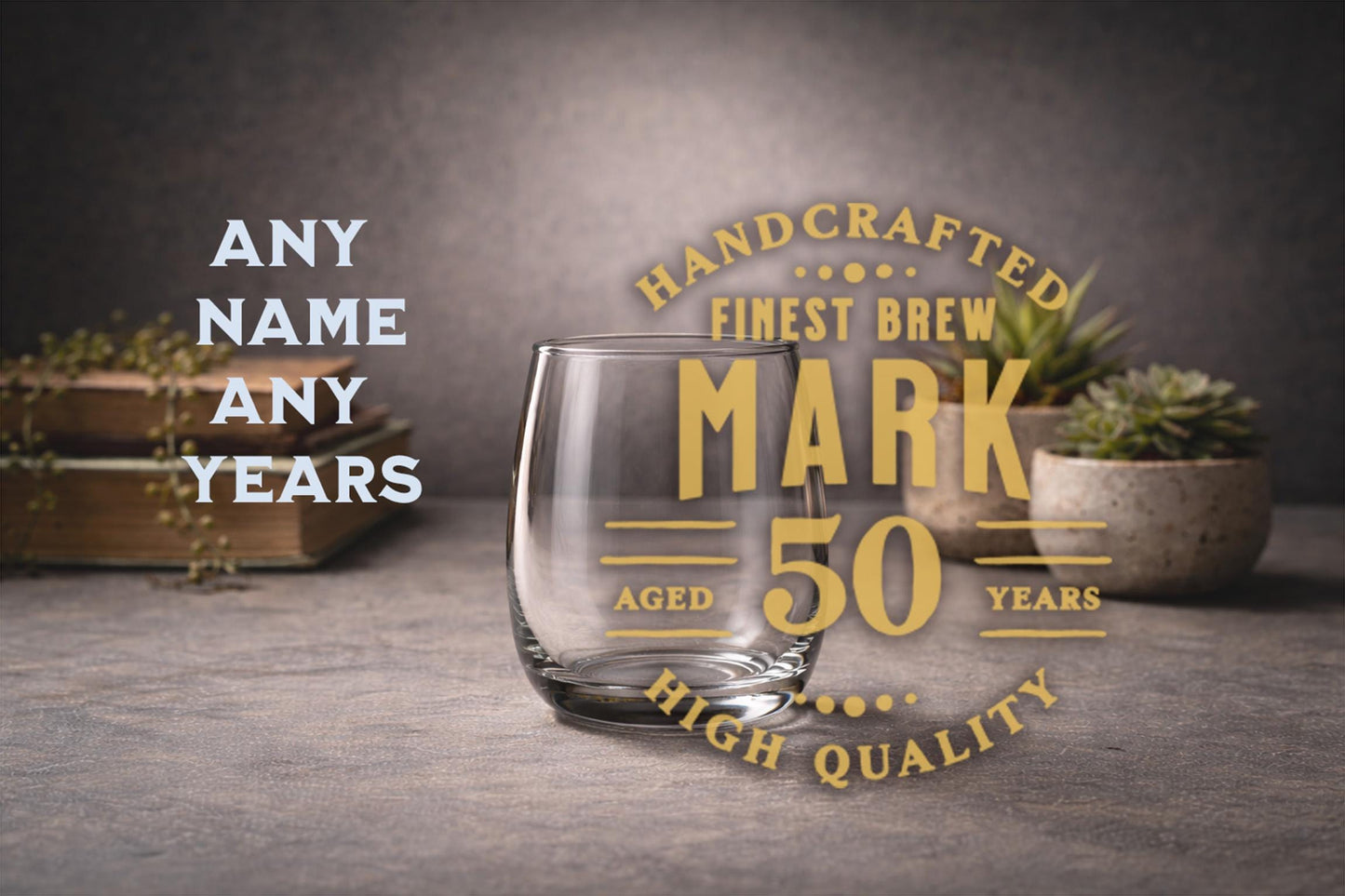 50th Birthday Personalized Glass Milestone Gift