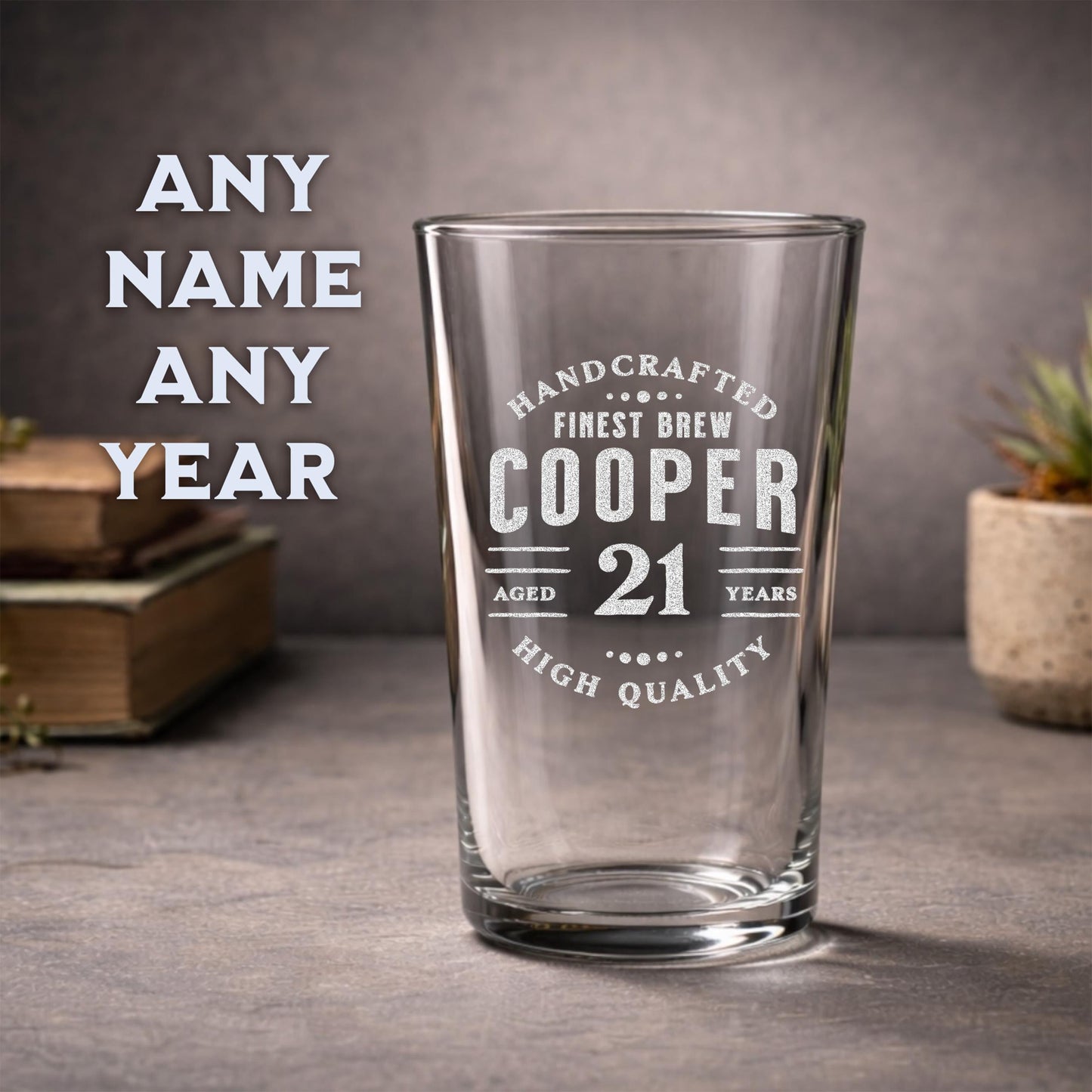 21st Birthday Personalized Glass Milestone Gift