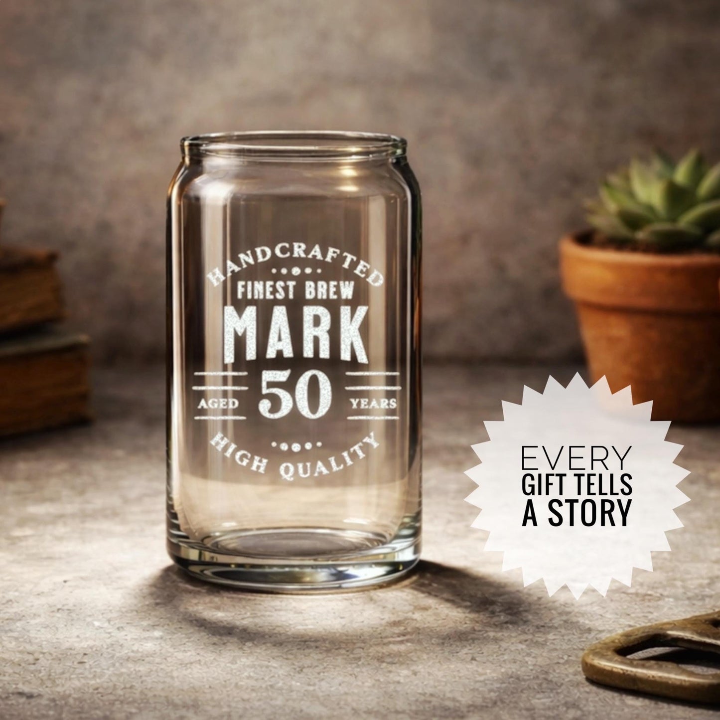 50th Birthday Personalized Glass Milestone Gift