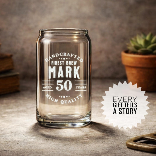 50th Birthday Personalized Glass Milestone Gift