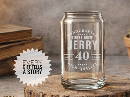 40th Birthday Personalized Glass Milestone Gift
