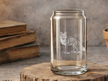 Fox Glass  | Woodland Fox Engraved Glass - Personalized Forest Themed Gift - Drinkware Glasses for Nature & Outdoor Enthusiasts