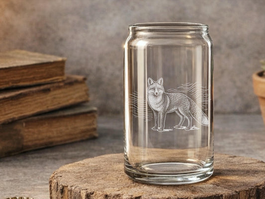 Fox Glass  | Woodland Fox Engraved Glass - Personalized Forest Themed Gift - Drinkware Glasses for Nature & Outdoor Enthusiasts