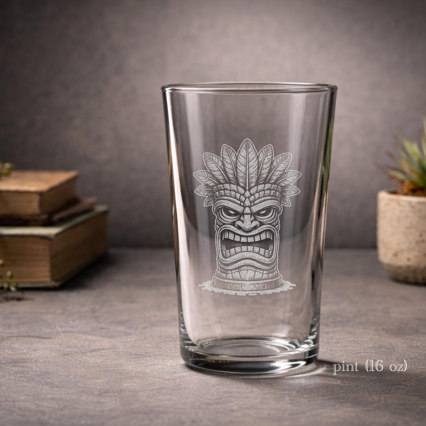 Tiki Dude Glasses | Hawaiian Tropical Bar Decor - Personalized Tiki Mask Drinkware - Beach Lover Gift