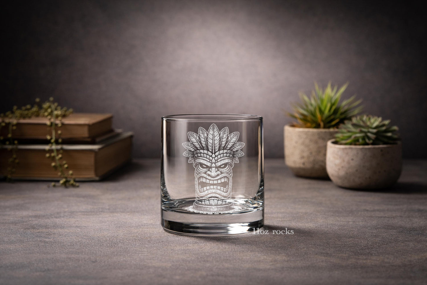 Tiki Dude Glasses | Hawaiian Tropical Bar Decor - Personalized Tiki Mask Drinkware - Beach Lover Gift
