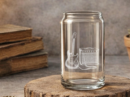 Guitar Musician Glasses | Engraved Whiskey, Wine & Beer Glassware for Music Lovers - Perfect Gift for Guitarists