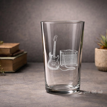 Guitar Musician Glasses | Engraved Whiskey, Wine & Beer Glassware for Music Lovers - Perfect Gift for Guitarists