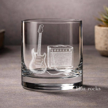 Guitar Musician Glasses | Engraved Whiskey, Wine & Beer Glassware for Music Lovers - Perfect Gift for Guitarists